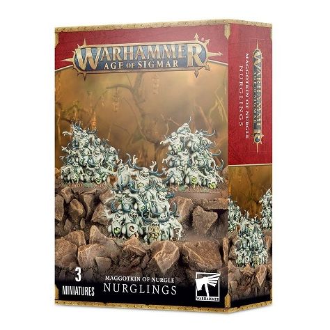 This multipart plastic model builds 3 "stacks' of Nurglings. This multi-part plastic boxed set contains 16 components with which to build 3 varying towers of Nurglings. Supplied with 3 Citadel 40mm Round bases.