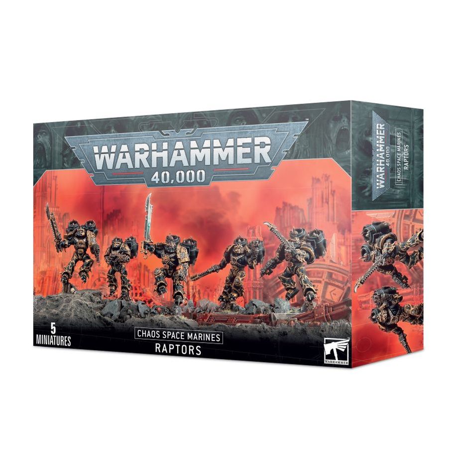 This multi-part plastic boxed set contains 116 components, five 32mm round bases, and a Chaos Space Marine Transfer Sheet, with which to build 5 Chaos Space Marines Raptors or 5 Chaos Space Marines Warp Talons.
This kit is supplied unpainted and requires assembly