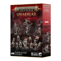 This plastic boxed set builds 15 Flesh-eater Courts miniatures:

– 1x Abhorrant Archregent
– 1x Varghulf Courtier
– 3x Morbheg Knights
– 10x Cryptguard

All models are supplied with their appropriate bases. These miniatures are supplied unpainted and require assembly – we recommend using Citadel Plastic Glue and Citadel Colour paints.