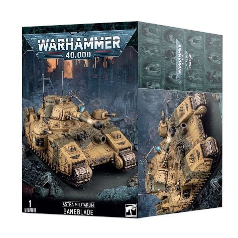 This multipart plastic kit builds a Baneblade, the most massive tank that you can imagine. This kit is contains 381 plastic components and one Baneblade Transfer Sheet with 253 transfers. These miniatures are supplied unpainted and require assembly – we recommend using Citadel Plastic Glue and Citadel Colour paints.
