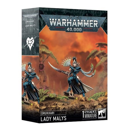 Release Date 10/11/2025
This multipart plastic kit builds Lady Malys. This kit comprises 19 plastic components and 1x Citadel 32mm Round Base. This miniature requires assembly and is supplied unpainted – we recommend using Citadel Plastic Glue and Citadel Colour paints.