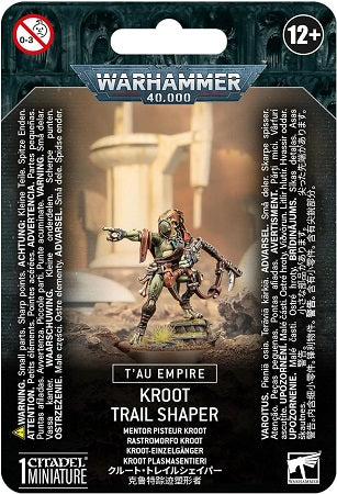 This multi-part plastic kit contains the components necessary to assemble a Kroot Trailer Shaper