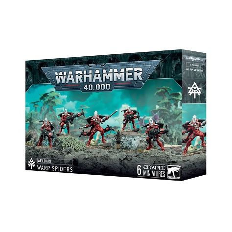 This multipart plastic kit builds five Warp Spiders. This kit comprises 90 plastic components, 5x Citadel 28.5mm Round Bases, and 1x Citadel 25mm Round Base. This set also includes 1x Aeldari Transfer Sheet containing 378 waterslide transfers to customise your miniatures.

The miniatures are supplied unassembled and unpainted – we recommend Citadel Plastic Glue and Citadel Colour paints.