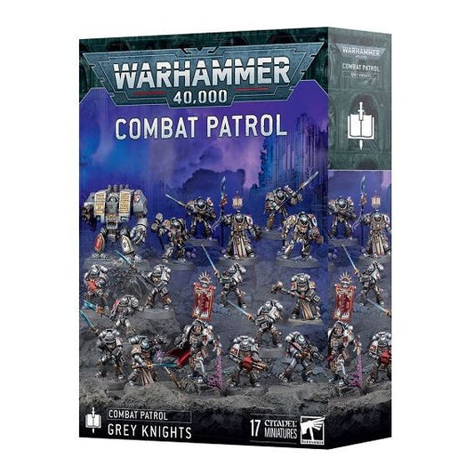 Release Date 8/09/2025
This set builds 17 plastic Grey Knights miniatures:
– 1x Castellan Crowe
– 10x Strike Squad miniatures (which can alternatively be built as Interceptor, Purifier, or Purgation Squad miniatures)
– 5x Brotherhood Terminators (which can alternatively be built as a Paladin Squad)
– 1x Venerable Dreadnought
This kit comprises 491 plastic components, 1x Citadel Dreadnought Base, 6x Citadel 40mm Round Bases, and 10x Citadel 32mm Round Bases.
These miniatures require assembly and are supplied