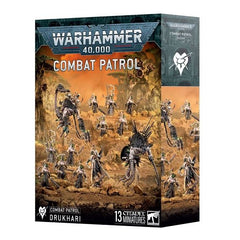 Release Date 10/11/2025
This boxed set builds 13 multipart plastic Drukhari miniatures:
– 1x Haemonculus
– 1x Cronos (which can alternatively be built as a Talos)
– 1x Talos (which can alternatively be built as a Cronos)
– 10x Wracks
This kit comprises 361 plastic components, 11x Citadel 25mm Round Bases, 2x Large Flying Bases, and 2x Ball Top Flying Stems. These miniatures require assembly and are supplied unpainted – we recommend using Citadel Plastic Glue and Citadel Colour paints.