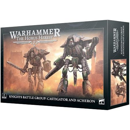 This box includes:
- 1x Cerastus Knight Acheron
- 1x Cerastus Knight Castigator
- 4x Horus Heresy Knight Cerastus Transfer Sheets, containing a total of 914 high-quality waterslide transfers

This set comprises 500 plastic components and is supplied with 2x Citadel 170x109mm Oval Bases. These miniatures are supplied unpainted and require assembly – we recommend using Citadel Plastic Glue and Citadel Colour paints.