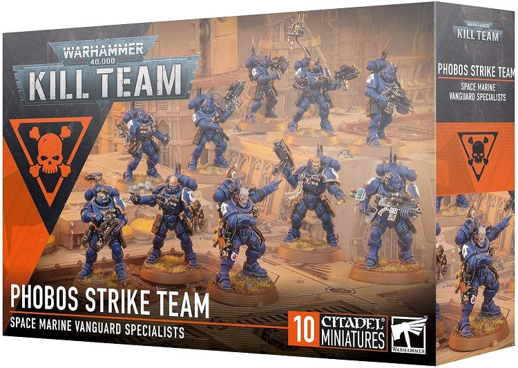 This multipart plastic kit builds a squad of 10 Space Marines clad in Phobos armour. Inside the box, you will also find a set of 38 Phobos Strike Team tokens, so you can easily keep track of your equipment and in-game effects in the heat of battle.

This set comprises 299 plastic components and is supplied with 10x Citadel 32mm Round Bases and 2x Citadel 25mm Round Bases. This set also includes 1x Space Marines Transfer Sheet containing 758 high-quality waterslide transfers for you to use to decorate your m