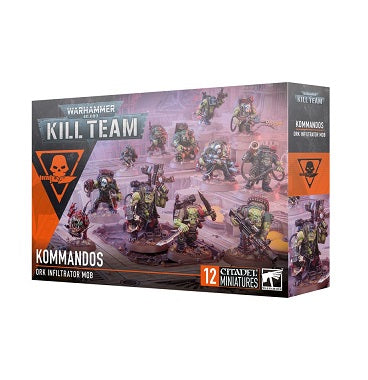 This multipart plastic kit allows you to build 10 Kommandos. This set comprises 150 plastic components and is supplied with 10x Citadel 32mm Round Bases and 2x Citadel 25mm Round Bases. This set also includes 1x Ork Transfer Sheet containing 438 high-quality waterslide transfers for you to further decorate your models.

These miniatures are supplied unpainted and require assembly – we recommend using Citadel Plastic Glue and Citadel Colour paints.