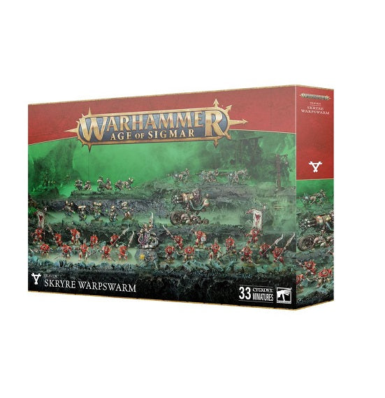 Release Date 11/28
This boxed set builds 33 multipart plastic Skaven miniatures:
– 1x Arch-Warlock
– 1x Ratling Warpblaster
– 3x Warplock Jezzails
– 3x Warpspark Weapon Battery teams
– 5x Acolyte Globadiers
– 20x Stormvermin
This kit comprises 315 plastic components, 1x Citadel 105mm Hex Hole Oval base, 1x Citadel 32mm Round Base, 3x Citadel 60mm by 30mm Oval Bases, 3x Citadel 60mm by 30mm Hex Hole Oval Bases, and 25x Citadel 28.5mm Round Bases. These miniatures require assembly and are supplied unpainted –