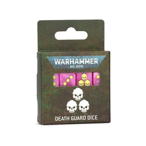 Contents:
– 16x square-cornered D6 dice, each measuring 16x16x16mm. Each die is in the color of the Death Guard faction, and has the faction symbol.