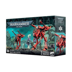 This multipart plastic kit builds two War Walkers. This kit comprises 68 plastic components, 2x clear plastic components, and 2x Aeldari 60mm Round Bases. This set also includes 1x Aeldari Transfer Sheet containing 378 waterslide transfers to customise your miniatures.

These miniatures are supplied unassembled and unpainted – we recommend Citadel Plastic Glue and Citadel Colour paints.