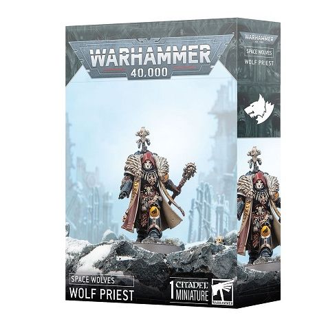 This product has a release date of 7/12
This multipart plastic kit builds one Wolf Priest. This kit comprises 20 plastic components and 1x Citadel 40mm Round Base. This miniature requires assembly and is supplied unpainted – we recommend using Citadel Plastic Glue and Citadel Colour paints.