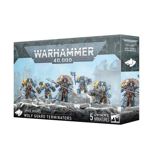 Release Date 7/12
This multipart plastic kit builds five Wolf Guard Terminators. This kit comprises 129 plastic components, 5x Citadel 40mm Round Bases, and 1x Space Wolves Army Set Transfer Sheet containing 419 high-quality waterslide transfers to decorate your miniatures.

These miniatures require assembly and are supplied unpainted – we recommend using Citadel Plastic Glue and Citadel Colour paints.