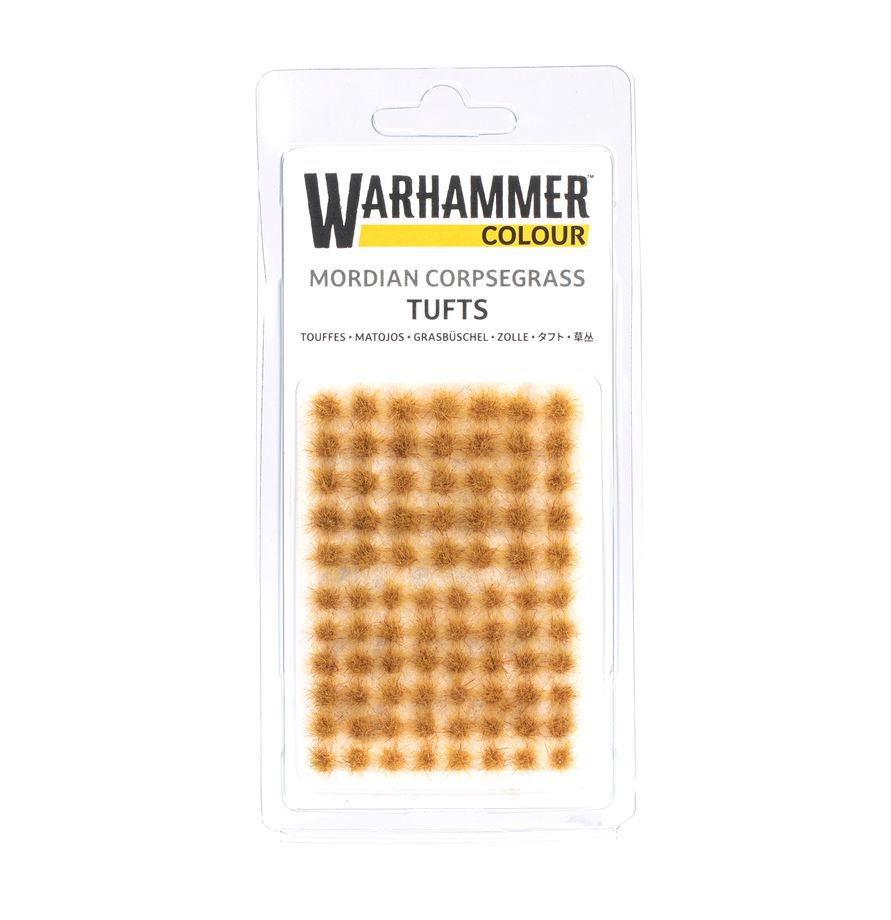 Bring colour and detail to your armies’ bases with Mordian Corpsegrass Tufts by Warhammer Colour. The tufts attach to bases by a strong adhesive backing and can stick to many paints and basing materials, making it easy to tie your army together with natural-looking bases. They can be easily cut or torn into various shapes, and are perfect for armies deployed to rough, arid environments.
This pack contains 125 grassy tufts split as follows:
– 48 small tufts
– 35 large tufts
– 24 large long tufts
– 18 large c
