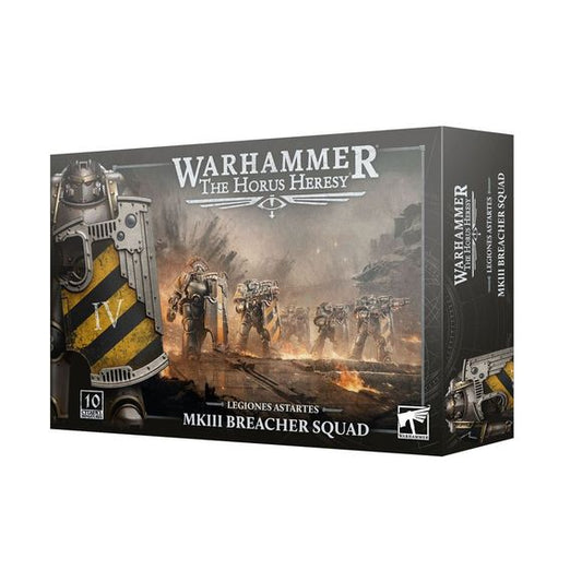 Release Date2/14/2026
This multipart plastic kit builds ten Breacher Squad Legionaries. This kit is supplied with 1x Legiones Astartes Infantry Transfer Sheet, containing 618 high-quality waterslide transfers. These include symbols for the Iron Warriors, Sons of Horus, Salamanders, and Imperial Fists, along with numerals, honour markings, generic markings, script, and command icons.

This kit comprises 249 plastic components and 10x Citadel 32mm Round Bases. These miniatures require assembly and are supplie
