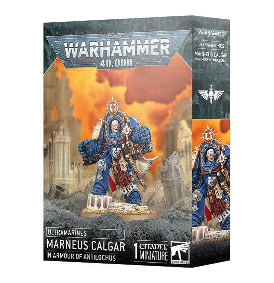 This multipart plastic kit builds Marneus Calgar in Armour of Antilochus. This kit comprises 18 plastic components and 1x Citadel 50mm Round Base. This miniature requires assembly and is supplied unpainted – we recommend using Citadel Plastic Glue and Citadel Colour paints.