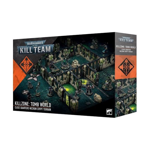 Release date 11/22
This multipart plastic kit builds 25 modular terrain pieces for use in your games of Kill Team.
Contents:
– 1x Double-sided Tomb World game board
– 2x Short walls with hatchway and pillars
– 2x Long walls with hatchway and pillars
– 2x Long walls with hatchway
– 2x Long walls with breach point
– 2x Short walls with breach point
– 2x Short walls
– 2x Short walls with pillars
– 2x Long walls with pillars
– 16x Pillars
– 2x Wall ends
– 1x Sarcophagus
– 2x Teleport pads
– 4x Debris pieces

Th