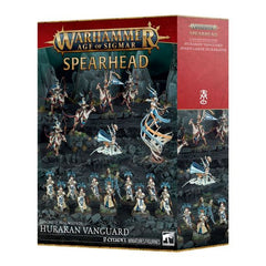 Release Date 2/21
This boxed set builds 17 multipart plastic Lumineth Realm-lords miniatures:
– 1x Hurakan Windmage
– 1x Hurakan Spirit of the Wind (which can alternatively be built as Sevireth, Lord of the Seventh Wind)
– 5x Hurakan Windchargers
– 10x Vanari Auralan Wardens
This kit comprises 250 plastic components, 1x Citadel 60mm Round Base, 3x Citadel 45mm Groove Stems, 6x Citadel 60mm by 35mm Oval Bases, and 10x Citadel 32mm Round Bases. These miniatures require assembly and are supplied unpainted – we