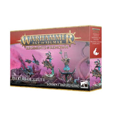 Release date 2/21
This multipart plastic kit builds the Seekers of Silver. This boxed set builds 5 multipart plastic Disciples of Tzeentch miniatures:
– 1x Gaunt Summoner on Disc of Tzeentch
– 1x Magister on Disc of Tzeentch
– 3x Screamers of Tzeentch
This kit comprises 58 plastic components, 1x Citadel 50mm Round Base, 1x Citadel 40mm Round Base, 3x Small Flying Bases, and 4x Ball Socket Stems. These miniatures require assembly and are supplied unpainted – we recommend using Citadel Plastic Glue and Citade
