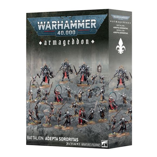 Release Date 5/9/2026
This boxed set builds 24 multipart plastic Adepta Sororitas miniatures:
– 1 Palatine
– 3 Paragon Warsuits
– 9 Sisters Repentia and 1 Repentia Superior
– 9 Sisters Novitiate and 1 Novitiate Superior
ontents:
– 412 plastic components
– 3 Citadel 50mm Round Bases
– 3 Citadel 32mm Round Bases
– 20 Citadel 28.5mm Round Bases
– 1 Adepta Sororitas Transfer Sheet
– 4 Construction guides

The Adepta Sororitas Transfer Sheet features 290 high-quality waterslide transfers. These include Order of