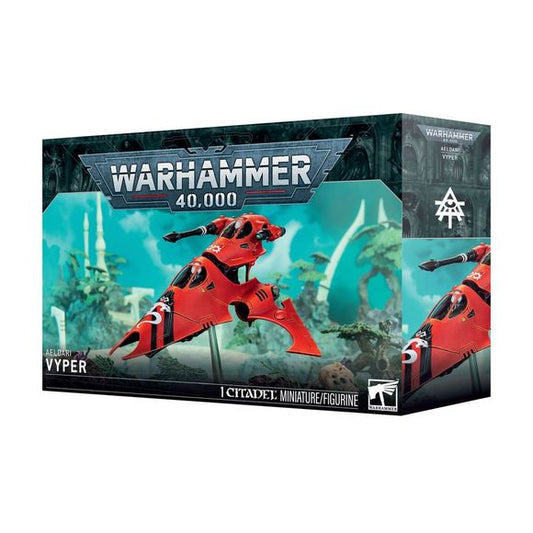 Release Date 03/21/26
This multipart plastic kit builds one Vyper. This kit comprises 55 plastic components, 1 Citadel 105mm by 70mm Oval Base, and 1 Citadel 50mm Ball Stem. This miniature requires assembly and is supplied unpainted – we recommend using Citadel Plastic Glue and Citadel Colour paints.