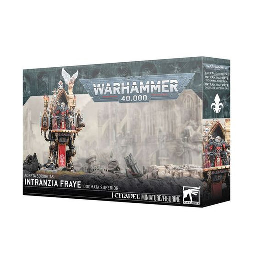 Release Date 5/09/2026
This multipart plastic kit builds Intranzia Fraye. 
Contents:
– 55 plastic components
– 1 Citadel 60mm Round Base
– 1 construction guide

This miniature requires assembly and is supplied unpainted. We recommend:
– Citadel Tools: Super Fine Detail Cutters
– Warhammer Colour Plastic Glue
– Citadel Colour paints