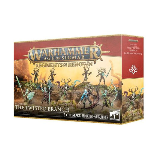 Release Date 4/11
This boxed set builds 9 multipart plastic Sylvaneth miniatures:
– 1 Branchwych
– 8 The Twistweald miniatures
This kit comprises 69 plastic components, 2 Citadel 40mm Round Bases, 3 Citadel 28.5mm Round Bases, and 5 Citadel 32mm Round Bases. These miniatures require assembly and are supplied unpainted – we recommend using Citadel Plastic Glue and Citadel Colour paints.