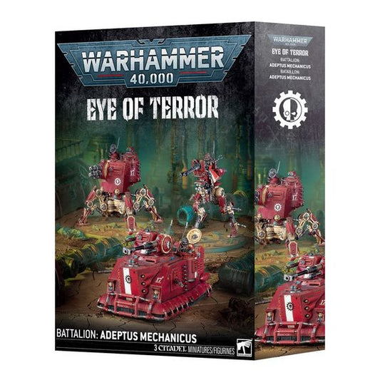 Release Date 4/18/2026
This boxed set builds 3 multipart plastic Adeptus Mechanicus miniatures:
– 1 Onager Dunecrawler
– 1 Skorpius Disintegrator (which can alternatively be built as a Skorpius Dunerider)
– 1 Ironstrider Ballistarius (which can alternatively be built as a Sydonian Dragoon)
Contents:
– 303 plastic components
– 1 Citadel 105mm by 70mm Oval Base
– 1 Citadel 130mm Round Base
– 3 Adeptus Mechanicus Transfer Sheets
– 3 construction guides

Each Adeptus Mechanicus Transfer Sheet features 320 high-