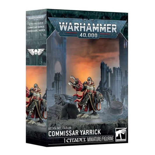 Release Date 5/09/2026
This multipart plastic kit builds Commissar Yarrick. Contents:
– 20 plastic components
– 1 Citadel 32mm Round Base
– 1 construction guide

This miniature requires assembly and is supplied unpainted. We recommend:
– Citadel Tools: Super Fine Detail Cutters
– Warhammer Colour Plastic Glue
– Citadel Colour paints
