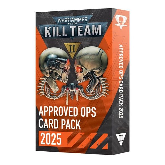 This set of 37 reference cards and four leaflets includes:
– 1x Approved Ops mission pack leaflet detailing the best way to use this pack
– 4x Initiative cards
– 12x Tac Op cards
– 9x Crit Op cards
– 1x Kill Op card
– 6x Primary Op cards
– 4x Map Key cards
– 3x Mission Map leaflets
– 1x Art card

All cards measure 121mm by 70mm.

You will need a copy of the Kill Team: Core Book, available separately, to use the contents of this pack.