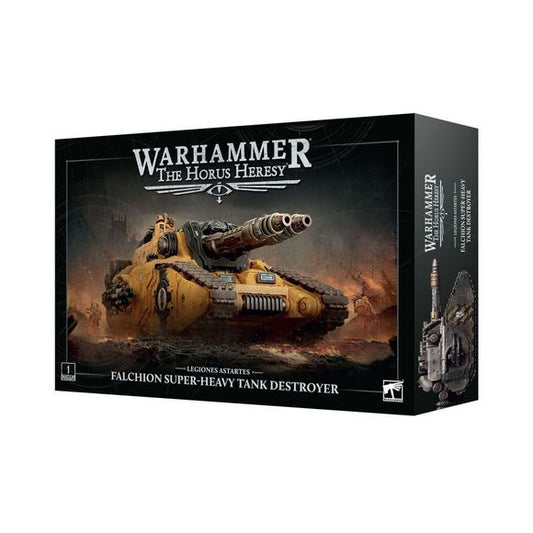 This multipart plastic kit builds a Falchion Super-heavy Tank Destroyer. Contents:
– 296 plastic components
– 1 Legiones Astartes Super-Heavy Vehicle Transfer Sheet
– 1 construction guide

The Legiones Astartes Super-Heavy Vehicle Transfer Sheet features 718 high-quality waterslide transfers. These include Imperial Fists, Sons of Horus, Salamanders, and Iron Warriors icons, plus numbers and other markings to decorate your tank.

This miniature requires assembly and is supplied unpainted. We recommend:
– Cit