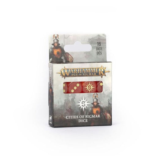 Release Date 5/30
16 6 sided dice for Cities of Sigmar. The "6" face is the faction symbol.