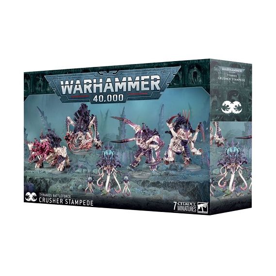 Release Date 11/28
This boxed set builds 7 multipart plastic Tyranid miniatures:
1x Neurotyrant, with 2x Neuroloids
1x Screamer-Killer
1x Tyrannofex (which can alternatively be built as a Tervigon)
1x Haruspex (which can alternatively be built as an Exocrine)
1x Maleceptor (which can alternatively be built as a Toxicrene)
This set comprises 212 plastic components, 1x Citadel 90mm Round Hex Hole Base, 1x Citadel 50mm Round Hex Hole Base, 2x Citadel 25mm Round Hex Hole Bases, and 3x Citadel 120mm Oval Bases.