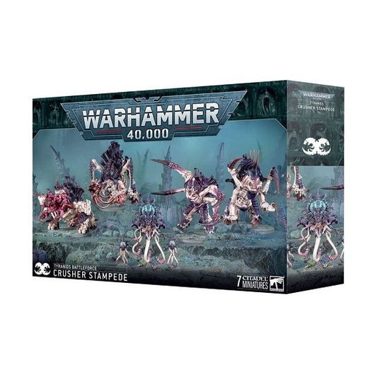 Release Date 11/28
This boxed set builds 7 multipart plastic Tyranid miniatures:
1x Neurotyrant, with 2x Neuroloids
1x Screamer-Killer
1x Tyrannofex (which can alternatively be built as a Tervigon)
1x Haruspex (which can alternatively be built as an Exocrine)
1x Maleceptor (which can alternatively be built as a Toxicrene)
This set comprises 212 plastic components, 1x Citadel 90mm Round Hex Hole Base, 1x Citadel 50mm Round Hex Hole Base, 2x Citadel 25mm Round Hex Hole Bases, and 3x Citadel 120mm Oval Bases.