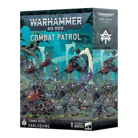 Release Date 10/25/2025
This boxed set builds 11 multipart plastic Harlequin miniatures:
– 6x Harlequin Troupe Miniatures
– 2x Skyweavers
– 1x Starweaver (which can alternatively be built as a Voidweaver)
– 1x Voidweaver (which can alternatively be built as a Starweaver)
– 1x Solitaire
This kit comprises 361 plastic components, 7x Citadel 25mm Round Bases, 4x Citadel Large Flying Bases, and 4x Citadel Ball Socket Stems. These miniatures require assembly and are supplied unpainted – we recommend using Citade
