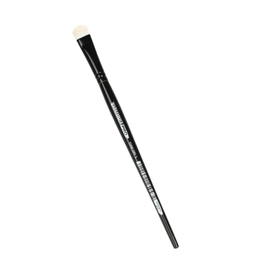<p><strong>Warhammer Pro: Tone Drybrush Large</strong> from Games Workshop is a premium miniature painting brush designed for smooth, controlled drybrushing and professional-looking highlights. Featuring soft synthetic bristles with a gently rounded tip, this large drybrush allows hobbyists to gradually build color on raised surfaces while minimizing unwanted paint application. Ideal for highlighting armor panels, vehicles, terrain, fur, scales, cloth, and other textured details, it works perfectly with War