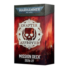 This pack includes the following cards and accessories:
– 6 Deployment cards
– 10 Force Disposition cards
– 30 Primary Mission cards
– 18 Attacker Secondary Mission cards
– 18 Defender Secondary Mission cards
– 6 Twist cards
– 6 Operation Markers push-out tokens
– 1 reference booklet

All cards measure 70mm by 121mm.

You'll need a copy of the Warhammer 40,000: Core Rules to use the contents of this card deck.