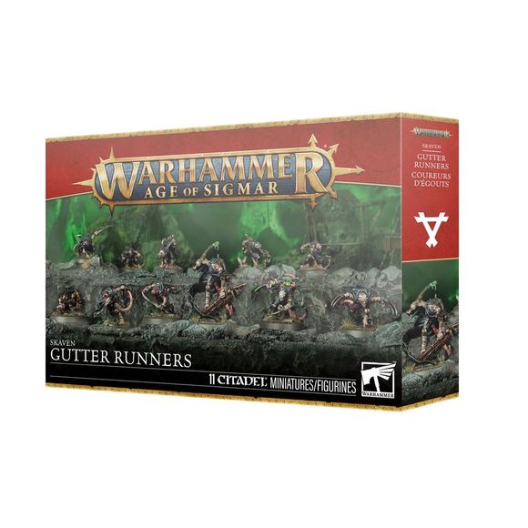 Release Date 7/4/2026
This multipart plastic kit builds 10 Gutter Runners and 1 Bomb Rat token. Contents:
– 138 plastic components
– 1 Citadel 32mm Round Base
– 12 Citadel 28.5mm Round Bases
– 1 construction guide

These miniatures require assembly and are supplied unpainted. We recommend:
– Citadel Tools: Super Fine Detail Cutters
– Warhammer Colour Plastic Glue
– Warhammer Colour paints