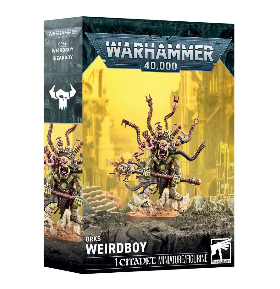 Release date 9/05/2026
This multipart plastic kit builds a Weirdboy.
Contents:
– 6 plastic components
– 1 Citadel 50mm Round Hex Hole Base
– 1 construction guide
This push-fit miniature requires assembly and is supplied unpainted. We recommend:
– Citadel Tools: Super Fine Detail Cutters
– Warhammer Colour paints