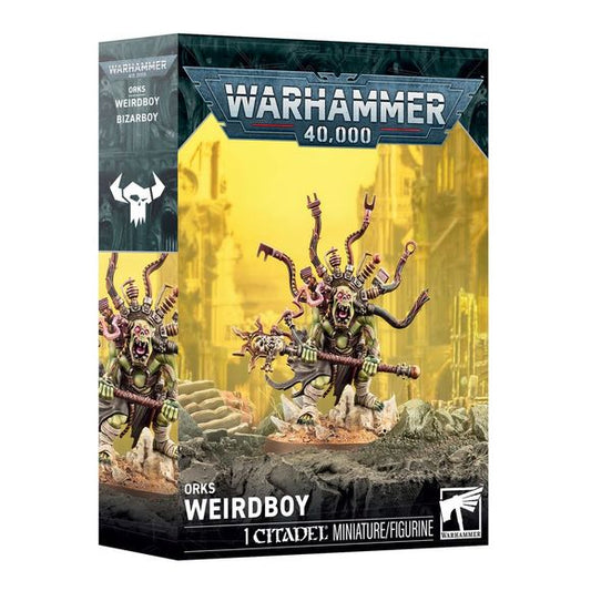 Release date 9/05/2026
This multipart plastic kit builds a Weirdboy.
Contents:
– 6 plastic components
– 1 Citadel 50mm Round Hex Hole Base
– 1 construction guide
This push-fit miniature requires assembly and is supplied unpainted. We recommend:
– Citadel Tools: Super Fine Detail Cutters
– Warhammer Colour paints