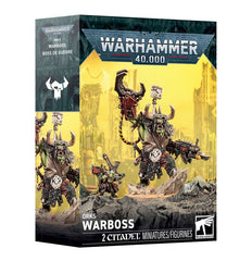 Release Date 9/5/2026
This multipart plastic kit builds a Warboss and an Ammon Runt
Contents:
– 35 plastic components
– 1 Citadel 50mm Round Base
– 1 Citadel 25mm Round Base
– 1 construction guide

These miniatures require assembly and are supplied unpainted. We recommend:
– Citadel Tools: Super Fine Detail Cutters
– Warhammer Colour Plastic Glue
– Warhammer Colour paints
