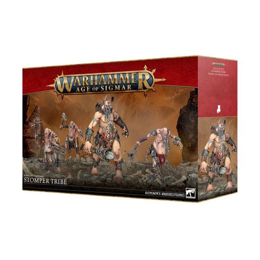 Release Date 9/26/2026
Expand your Warhammer Age of Sigmar Sons of Behemat army with the Stomper Tribe boxed set. This multipart plastic kit builds 1 Warstomper Mega-Gargant and 3 Mancrusher Gargants, giving you a powerful force for crushing enemy units and controlling key objectives.

The Mega-Gargant can alternatively be built as a Gatebreaker or Kraken-eater, while the Mancrusher Gargants include numerous interchangeable heads, arms, weapons, feet, and decorative pieces for customization.

Includes: 354