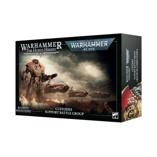 Release Date 9/12/2026
This box is a great starting point for either a new Legio Custodes or Adeptus Custodes collection or army for games of either Warhammer: The Horus Heresy and Warhammer 40,000. 
This boxed set builds 6 multipart plastic Legio Custodes or Adeptus Custodes miniatures:
– 1 Telemon Heavy Dreadnought
– 1 Pallas Grav-attack
– 4 Gyrfalcon Jetbike Sodality
Contents:
– 536 plastic components
– 4 Citadel 90mm by 52mm Oval Bases
– 1 Citadel 105mm by 70mm Oval Base
– 1 Citadel 100mm Round Base
– 1