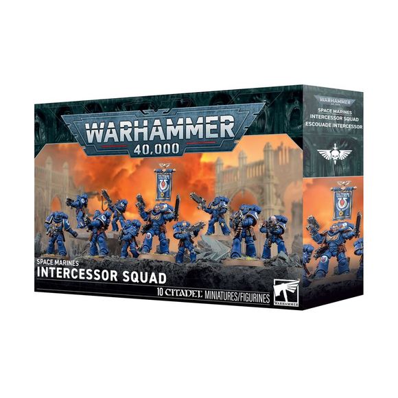 Release Date 10/03/2026
Build the backbone of your Warhammer 40,000 Space Marines army with the Intercessor Squad. This multipart plastic kit builds 10 versatile infantry equipped with bolt rifles for reliable ranged fire and objective control. The kit includes Sergeant weapon options, grenade launchers, alternate heads, shields, banners, and other interchangeable parts, allowing you to customize the squad for both gameplay and display.
Contents:
– 154 plastic components
– 10 Citadel 32mm Round Bases
– 1 co