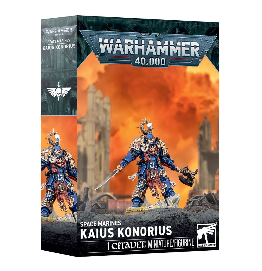 Release Date 10/03/2026
Add a deadly duelist to your Ultramarines army with Kaius Konorius for Warhammer 40,000. This multipart plastic kit builds the veteran champion armed with the master-crafted weapons Severance and Rebuke, plus a heavy bolt pistol for ranged support. Designed to protect key leaders and eliminate dangerous enemy units, Kaius can be assembled with either a plumed helmet or bare head.
Contents:
– 17 plastic components
– 1 Citadel 40mm Round Base
– 1 construction guide
This miniature requi