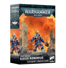 Release Date 10/03/2026
Add a deadly duelist to your Ultramarines army with Kaius Konorius for Warhammer 40,000. This multipart plastic kit builds the veteran champion armed with the master-crafted weapons Severance and Rebuke, plus a heavy bolt pistol for ranged support. Designed to protect key leaders and eliminate dangerous enemy units, Kaius can be assembled with either a plumed helmet or bare head.
Contents:
– 17 plastic components
– 1 Citadel 40mm Round Base
– 1 construction guide
This miniature requi