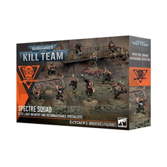 Release Date 8/8/2026
This multipart plastic kit builds 10 Spectre Squad miniatures and 1 Vox-Relay Beacon. Contents:
– 182 plastic components
– 10 Citadel 28.5mm Round Bases
– 1 Citadel 25mm Round Base
– 1 Cadian Transfer Sheet
– 1 Spectre Squad token sheet
– 1 construction guide
The Cadian Transfer Sheet features 597 high-quality waterslide transfers. These include Astra Militarum icons of various sizes, numerals, honour markings and squad numbers, as well as crusade markings, rank icons, and decorative s