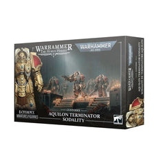Release Date 10/17/2026
<p><strong>Warhammer: Adeptus Custodes – Aquilon Terminator Sodality</strong> adds six heavily armored elite warriors to your Adeptus Custodes or Legio Custodes force. Protected by advanced Terminator armor and equipped with devastating weaponry, Aquilon Terminators are built to absorb punishing attacks while breaking through the toughest enemy positions.</p>

<p>This multipart plastic kit builds 6 Aquilon Terminators for use in Warhammer 40,000 and The Horus Heresy. Their combinatio