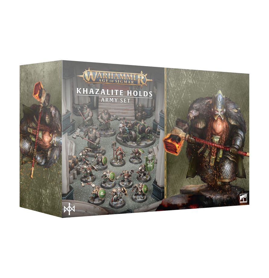 Release Date 10/31/2026
<p><strong>Warhammer Age of Sigmar: Khazalite Holds Army Set</strong> from Games Workshop unleashes the legendary duardin warriors of the Khazalite Holds upon the Mortal Realms. Led by Hjulda Drakkblud, this impressive boxed set includes 15 detailed plastic miniatures: 10 Clanshields, three Gholems of Gazul, an Oathkeeper Cannon, and their fearless commander. The collection also includes an exclusive 114-page Battletome: Khazalite Holds and 53 warscroll cards to support your tabletop
