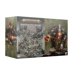 Release Date 10/31/2026
<p><strong>Warhammer Age of Sigmar: Khazalite Holds Army Set</strong> from Games Workshop unleashes the legendary duardin warriors of the Khazalite Holds upon the Mortal Realms. Led by Hjulda Drakkblud, this impressive boxed set includes 15 detailed plastic miniatures: 10 Clanshields, three Gholems of Gazul, an Oathkeeper Cannon, and their fearless commander. The collection also includes an exclusive 114-page Battletome: Khazalite Holds and 53 warscroll cards to support your tabletop